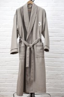 Бамбуковый вафельный халат с вышивкой (10075 капучино)- Экстра мягкость!